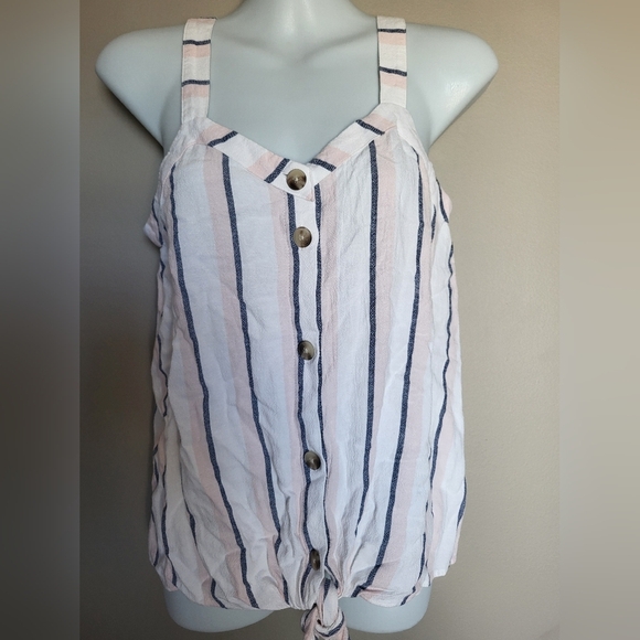 Reitmans White/Pink/ Blue Striped Tank Top, Size XXS - Picture 2 of 6